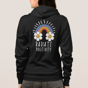 Sudadera Positividad de radiación Arcoiris y flores de co