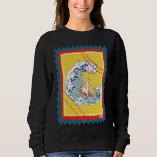 Sudadera Postage Stamp Surfer Surfing Cat