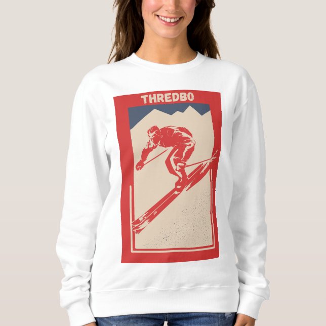 Sudadera Poster de esquí de época Resort australiano Thredb (Anverso)