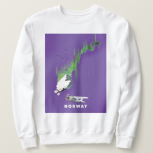 Sudadera Póster ilustrado del mapa de Noruega.