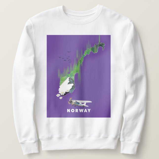 Sudadera Póster ilustrado del mapa de Noruega. (Anverso del diseño)