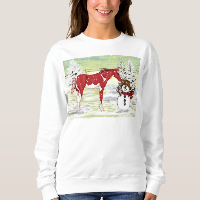 Sudadera Potro de Navidad y muñeco de nieve (Anverso)