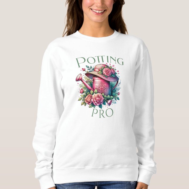 Sudadera Potting Pro Pink Watting Can Garden Sweatshirt (Anverso)