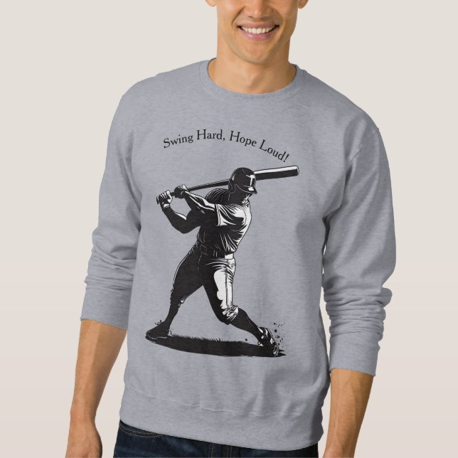 Sudadera Power Swing – Diseño de béisbol de estilo cómico (Anverso)