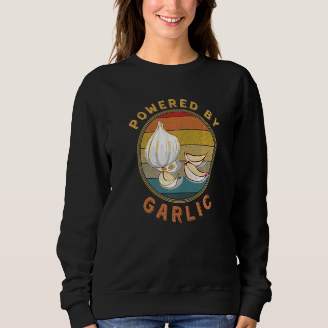 Sudadera Powered By Garlic Garlicologist  Retro Cook and Ch (Anverso)