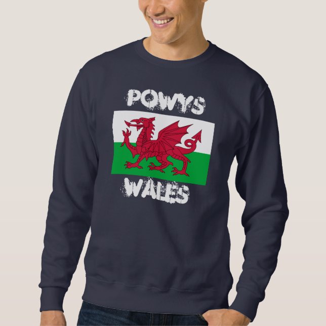Sudadera Powys, Gales con bandera galesa (Anverso)