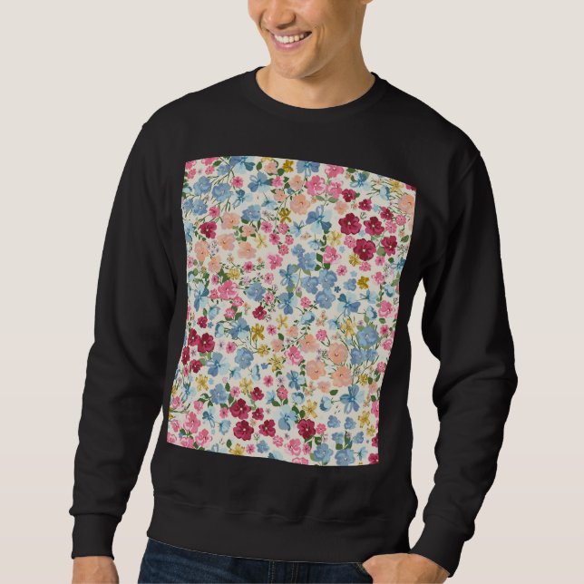 Sudadera Prado de verano medio, patrón de planta florecient (Anverso)