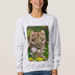 Sudadera Prado lindo de la flor del gato del gatito del