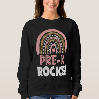 Sudadera Pre K Rocks Maestra Niñas Niños Arcoíris Leopardo