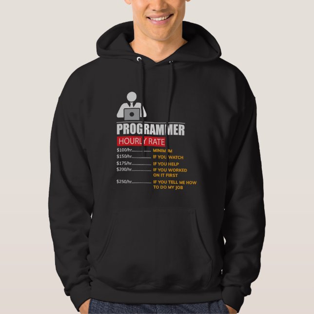 Sudadera Precio por hora del programador - tarifas de (Anverso)