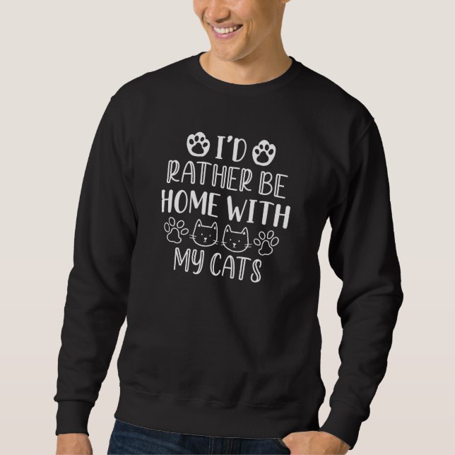 Sudadera Preferiría Estar En Casa Con Mis Gatos (Anverso)