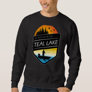 Sudadera Prefiero estar en la pesca Verde azulada del lago 