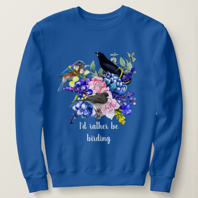 Sudadera Prefiero estar observando aves Rosa Floral (Anverso del diseño)
