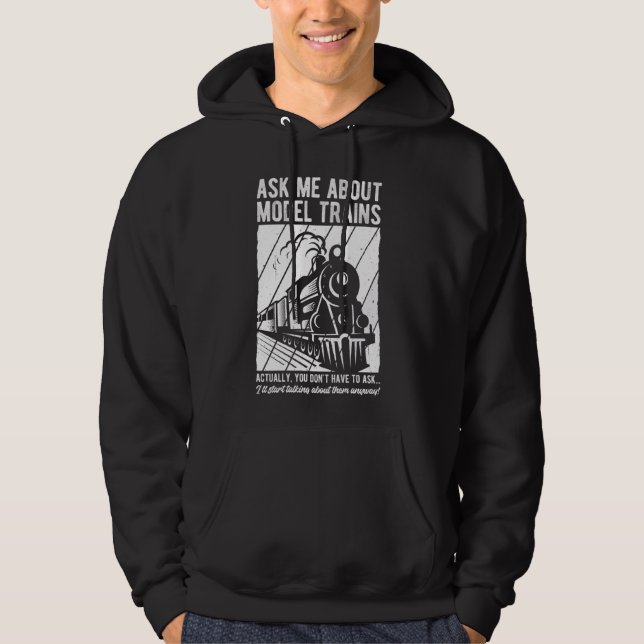 Sudadera Pregúntame acerca de los TRENES MODELO Colección d (Anverso)