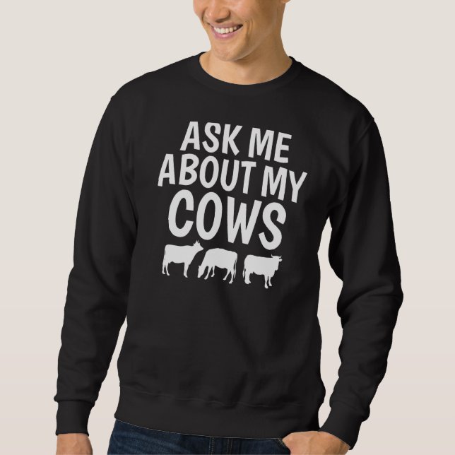 Sudadera Pregúntame sobre mi animal de granja de vacas (Anverso)