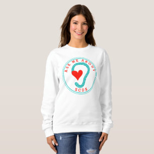 Sudadera Pregúntame sobre SCDS (Texto rojo y Aqua) Larga ma