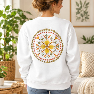 Sudadera Prensa de Flor de Mandala Amarilla de Arte Origina