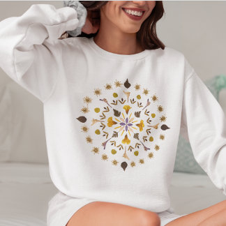 Sudadera Prensa de Flor Femenina Mandela de Arte Original