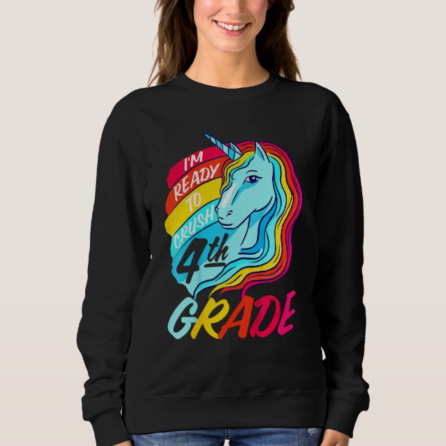 Sudadera Preparado para aplastar a Unicornio con arco iris  (Anverso)