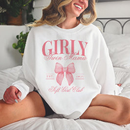 Sudadera Preppy Coquette Twin Mama Personalizado Girly Mom