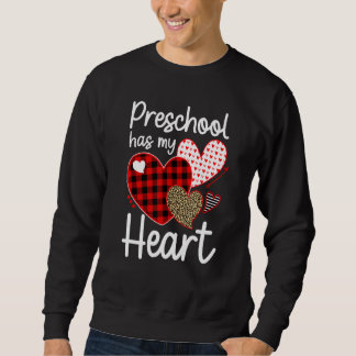 Sudadera Preschool Has My Heart Sweeties Leopard Plaid Hear