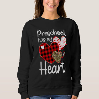 Sudadera Preschool Has My Heart Sweeties Leopard Plaid Hear