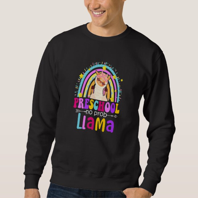 Sudadera Preschool Teacher Rainbow No Prob Llama 100 Days o (Anverso)