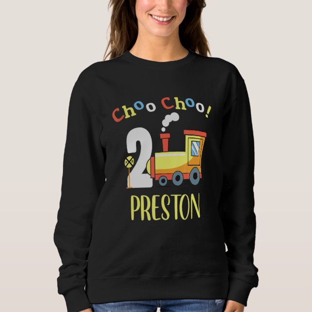Sudadera Preston Choo Choo Dos Tren Segundo Cumpleaños Turn (Anverso)