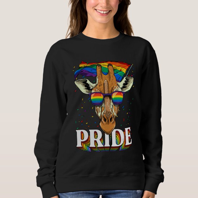Sudadera Pride Giraffe LGBTQ Rainbow Flag Pride Month Anima (Anverso)