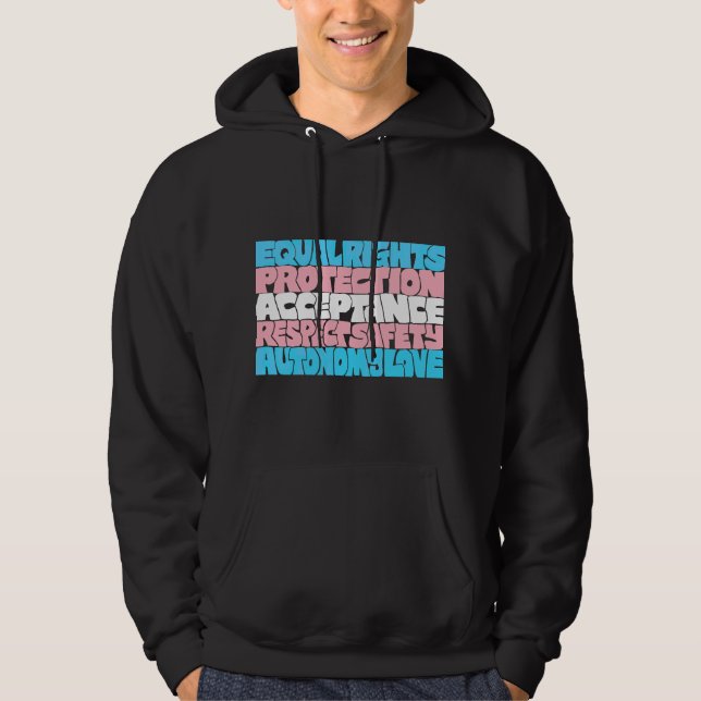 Sudadera PRIDE Trans rights word art bandera LGBT cita rega (Anverso)