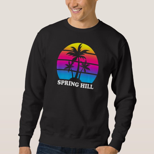 Sudadera Primavera Hill Florida Retro Palm Tree Sunset Vaca (Anverso)