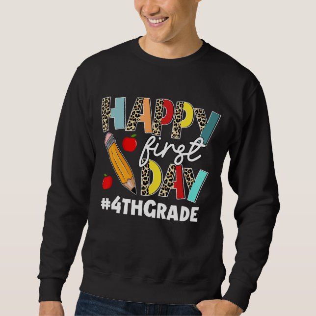 Sudadera Primer Día De 4° Grado De Leopardo Escuadrón De Vu (Anverso)