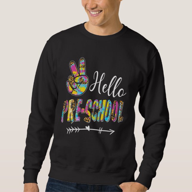 Sudadera Primer Día De La Escuela Hola Preescolar Tejido De (Anverso)