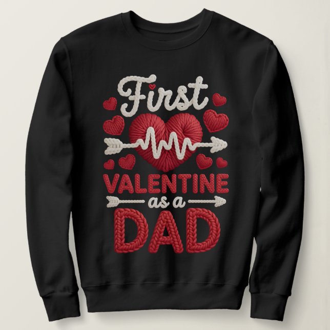 Sudadera Primer día de San Valentín como ropa de bordado fa (Anverso del diseño)