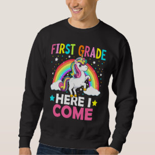 Sudadera Primer Grado Aquí Vuelvo Unicorn A La Escuela Prim