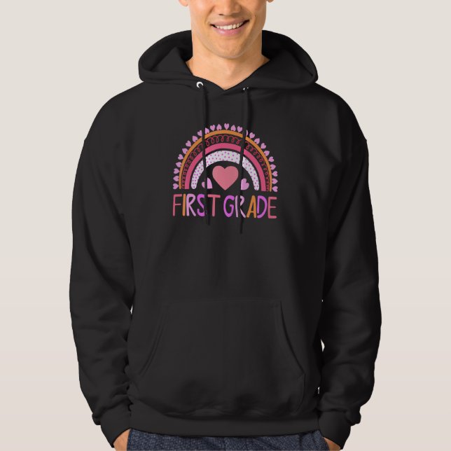 Sudadera Primer Grado Primer Día De Enseñanza Escolar En Ar (Anverso)