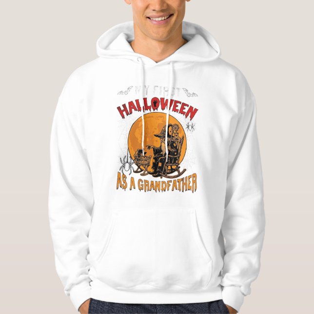 Sudadera Primer Halloween como abuelo brujo murciélago luna (Anverso)