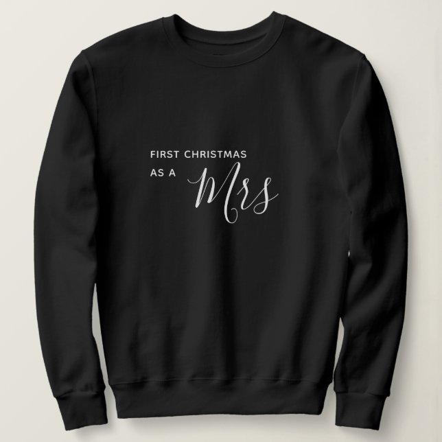 Sudadera Primer navidad como señora Black Script Font (Anverso del diseño)