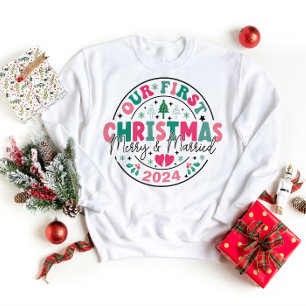 Sudadera Primera Navidad adorable casados y alegres recién 