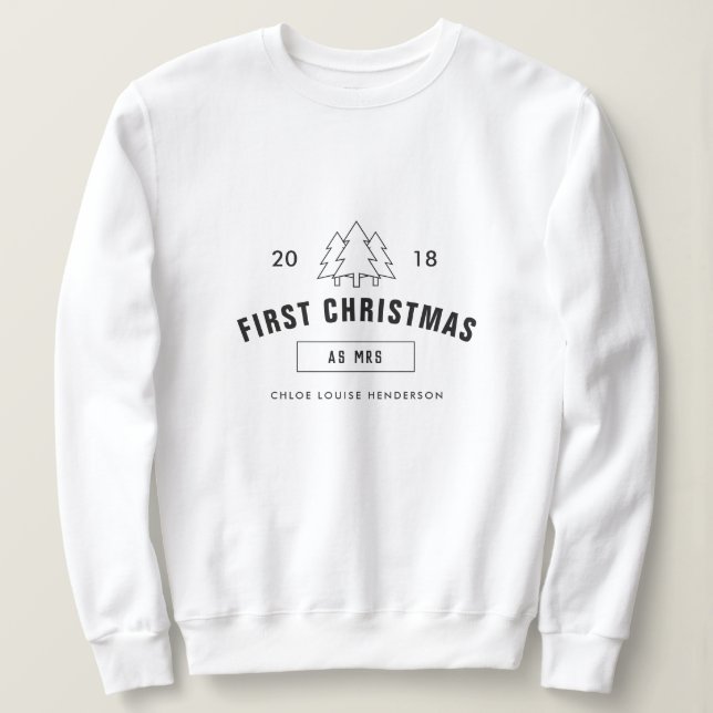 Sudadera Primera Navidad como apellido de la señora persona (Anverso del diseño)