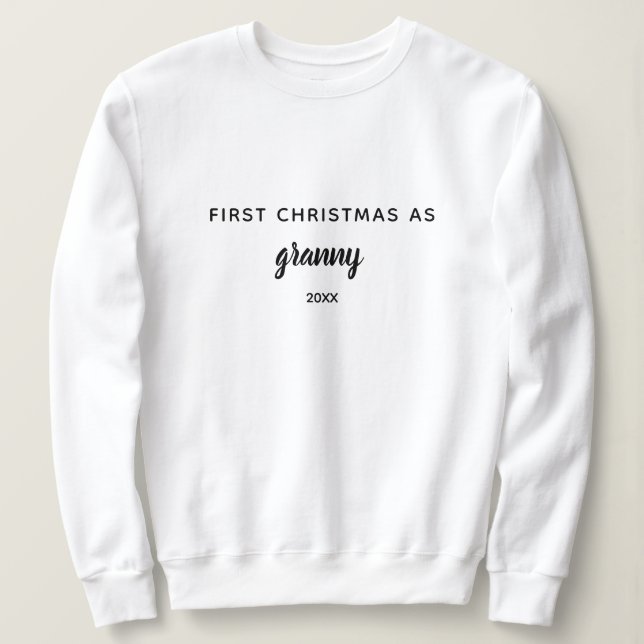 Sudadera Primera Navidad simple y personalizada como abuela (Anverso del diseño)