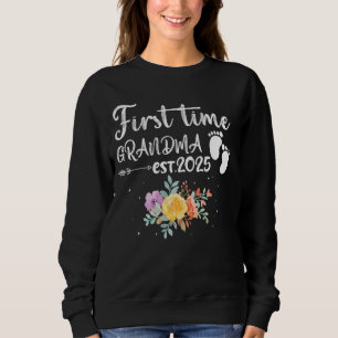 Sudadera Primera vez GRANDMA est 2025 familia de flores de