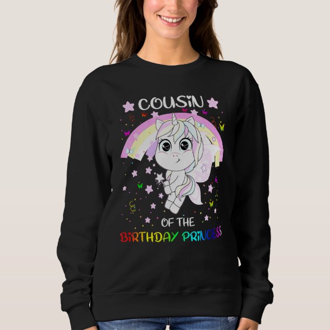 Sudadera Primo De La Princesa De Cumpleaños Unicorn (Anverso)