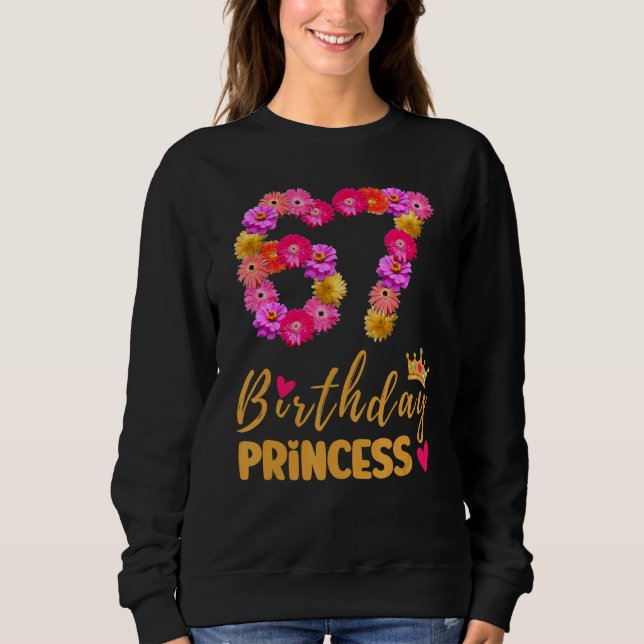 Sudadera Princesa de cumpleaños de 67 años flor es mi 67.º  (Anverso)