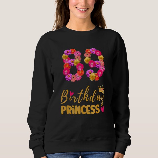 Sudadera Princesa de cumpleaños de 89 años flor es mi 89º B (Anverso)