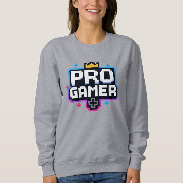 Sudadera PRO GAMER — Insignia de 8 bits de arte de píxeles (Anverso)
