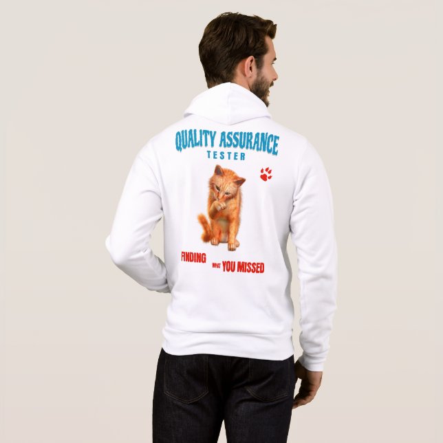 Sudadera Probador de QA Gato Humor (Reverso completo)
