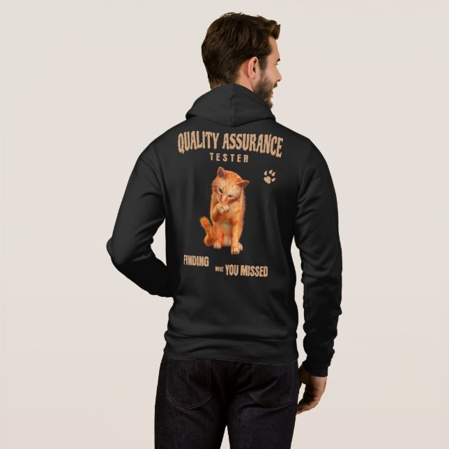 Sudadera Probador de QA Gato Humor (Reverso completo)