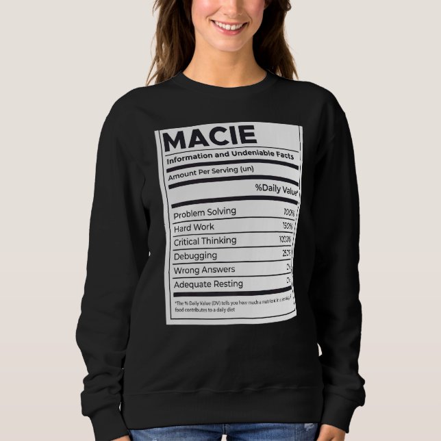 Sudadera Problema con la información de nutrición macie que (Anverso)
