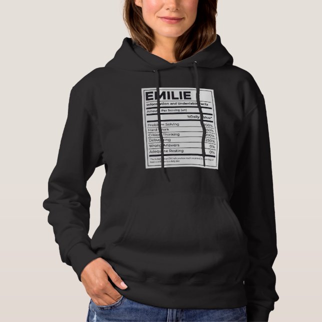 Sudadera Problema de información sobre nutrición emilie que (Anverso)